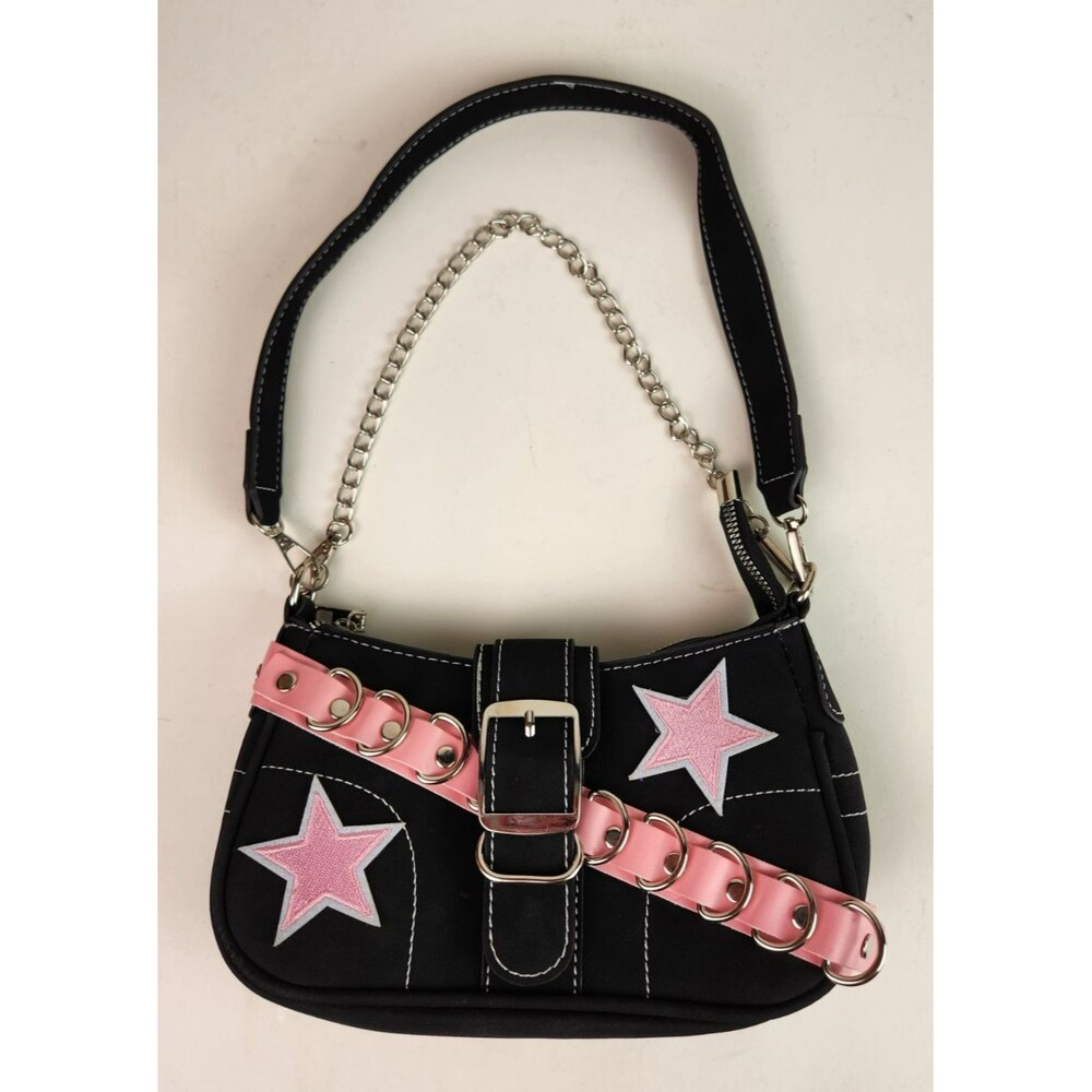 Y2k Style Stars Canvas Underarm Bag for Women Vintage Small Chain Shoulder Purse